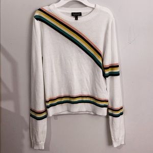 Top Shop Varsity Diagonal Stripe Sweater Retro